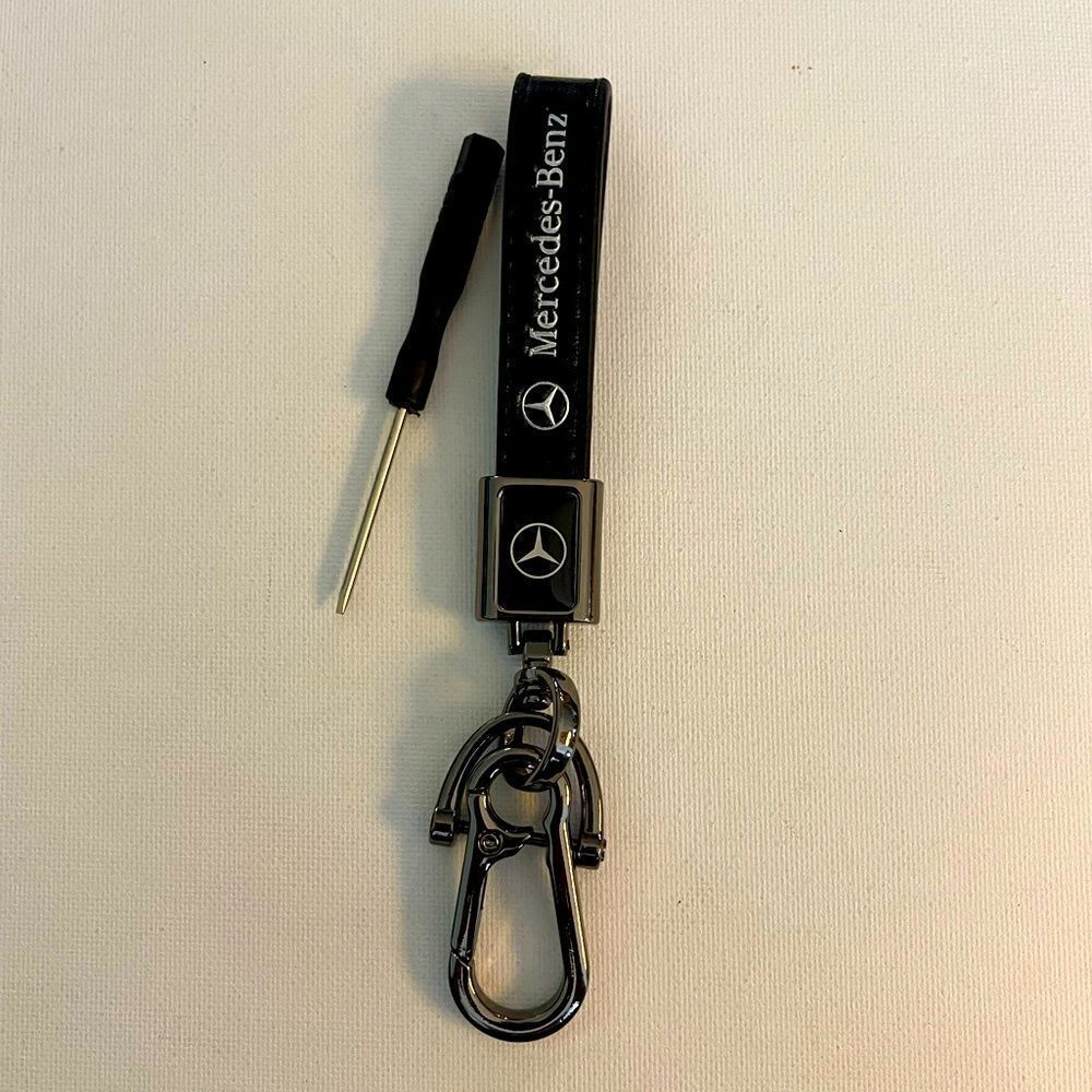 Mercedes Benz fob Keychain in Black leather NWT